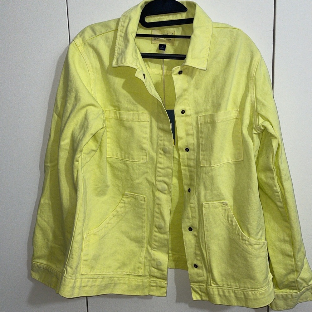 NWT Lime yellow/green, button up denim jacket